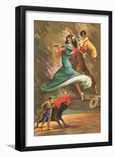 Flamenco Dancers and Bullfighter-null-Framed Art Print