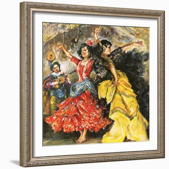 Flamenco Dancers-English School-Framed Giclee Print