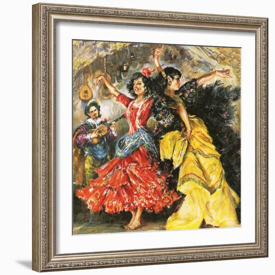 Flamenco Dancers-English School-Framed Giclee Print