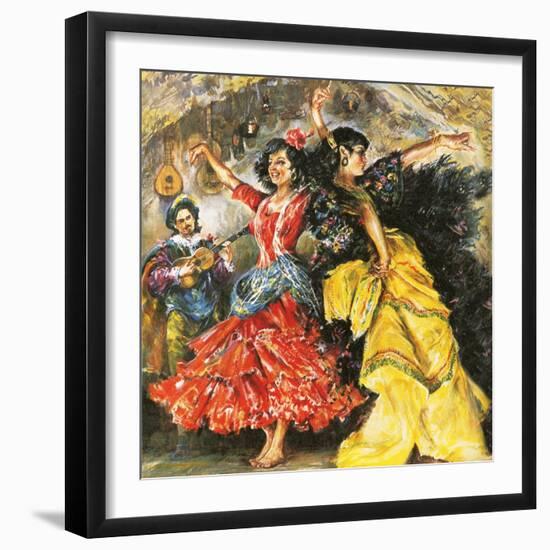 Flamenco Dancers-English School-Framed Giclee Print