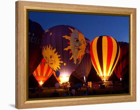 Flames Light up the Evening as Hot Air Balloonists Participate-null-Framed Premier Image Canvas