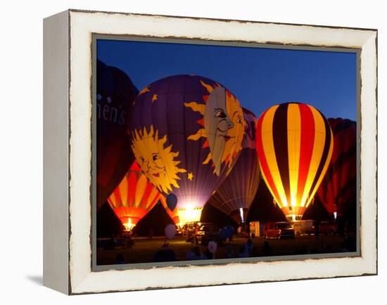 Flames Light up the Evening as Hot Air Balloonists Participate-null-Framed Premier Image Canvas