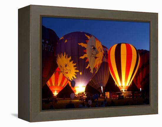 Flames Light up the Evening as Hot Air Balloonists Participate-null-Framed Premier Image Canvas