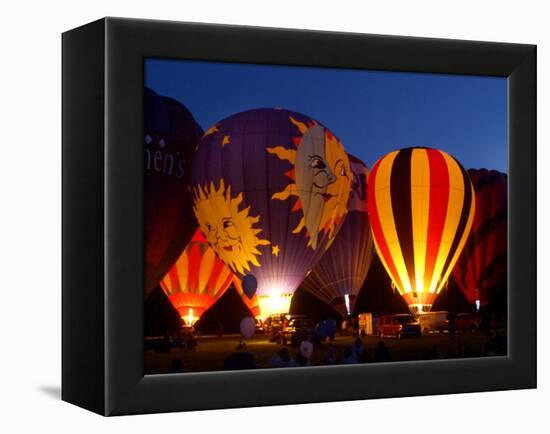 Flames Light up the Evening as Hot Air Balloonists Participate-null-Framed Premier Image Canvas