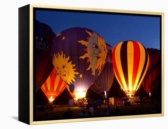 Flames Light up the Evening as Hot Air Balloonists Participate-null-Framed Premier Image Canvas