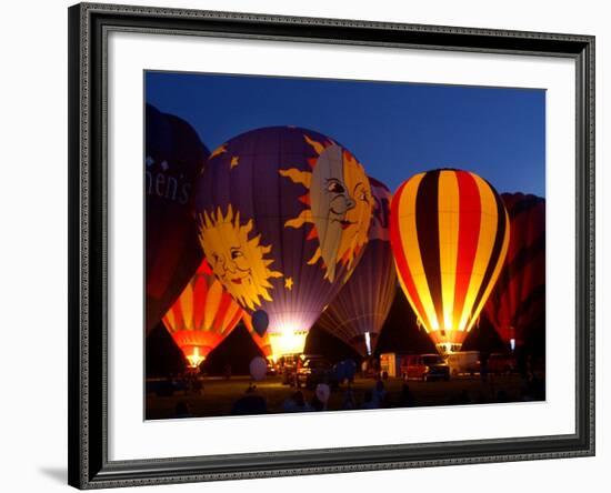 Flames Light up the Evening as Hot Air Balloonists Participate-null-Framed Photographic Print