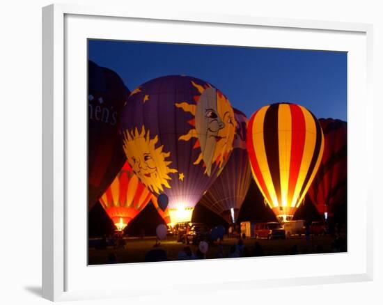 Flames Light up the Evening as Hot Air Balloonists Participate--Framed Photographic Print