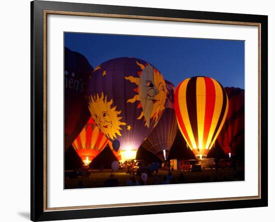 Flames Light up the Evening as Hot Air Balloonists Participate-null-Framed Photographic Print