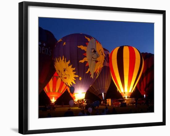 Flames Light up the Evening as Hot Air Balloonists Participate--Framed Photographic Print