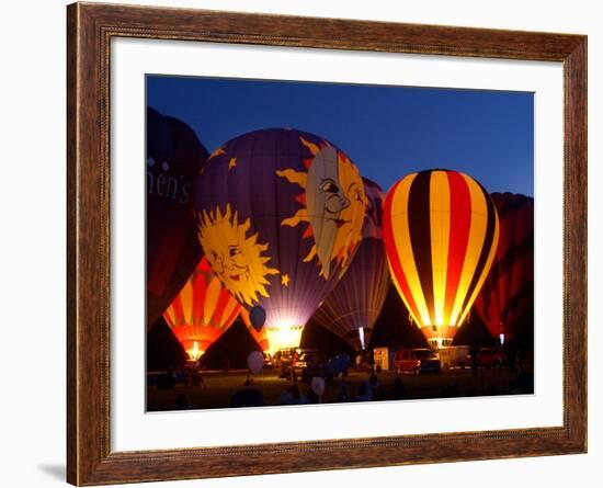 Flames Light up the Evening as Hot Air Balloonists Participate-null-Framed Photographic Print