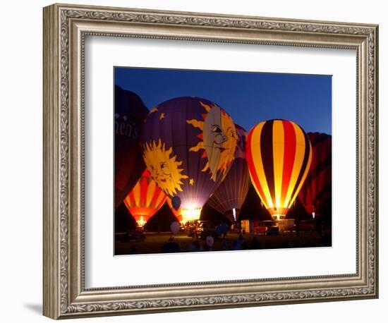 Flames Light up the Evening as Hot Air Balloonists Participate-null-Framed Photographic Print