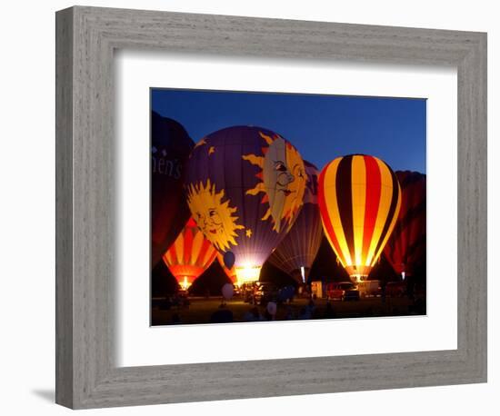 Flames Light up the Evening as Hot Air Balloonists Participate-null-Framed Photographic Print