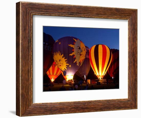 Flames Light up the Evening as Hot Air Balloonists Participate-null-Framed Photographic Print