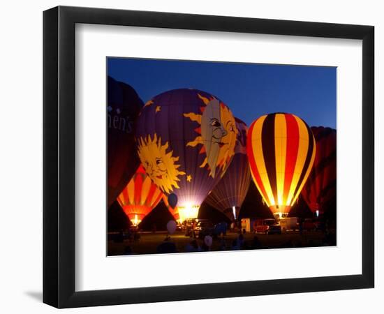 Flames Light up the Evening as Hot Air Balloonists Participate-null-Framed Photographic Print