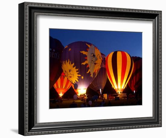 Flames Light up the Evening as Hot Air Balloonists Participate-null-Framed Photographic Print