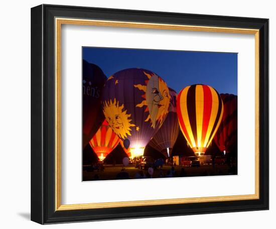 Flames Light up the Evening as Hot Air Balloonists Participate-null-Framed Photographic Print