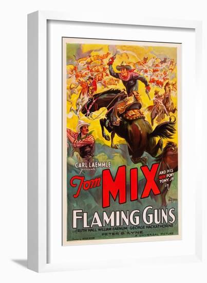 Flaming Guns-null-Framed Art Print