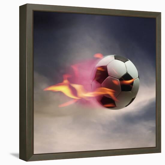 Flaming Soccer Ball-null-Framed Premier Image Canvas