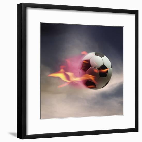 Flaming Soccer Ball-null-Framed Premium Photographic Print