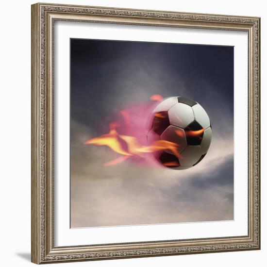 Flaming Soccer Ball-null-Framed Photographic Print