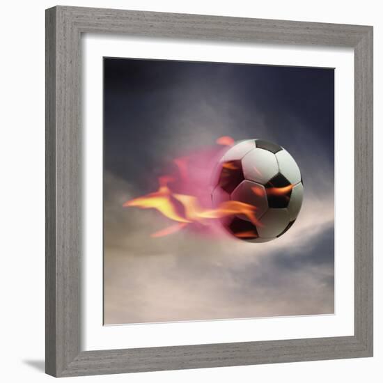 Flaming Soccer Ball-null-Framed Photographic Print