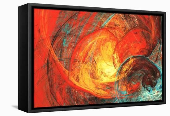 Flaming Sun. Abstract Painting Texture in Summer Color. Modern Futuristic Red Pattern. Bright Color-Excellent backgrounds-Framed Stretched Canvas