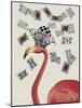 Flamingo and Cards-Fab Funky-Mounted Art Print