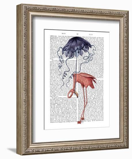 Flamingo and Parasol-Fab Funky-Framed Art Print