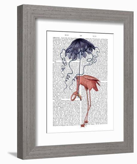 Flamingo and Parasol-Fab Funky-Framed Art Print