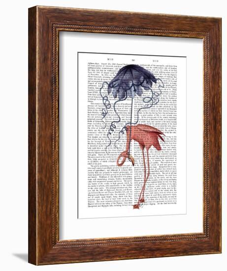 Flamingo and Parasol-Fab Funky-Framed Art Print