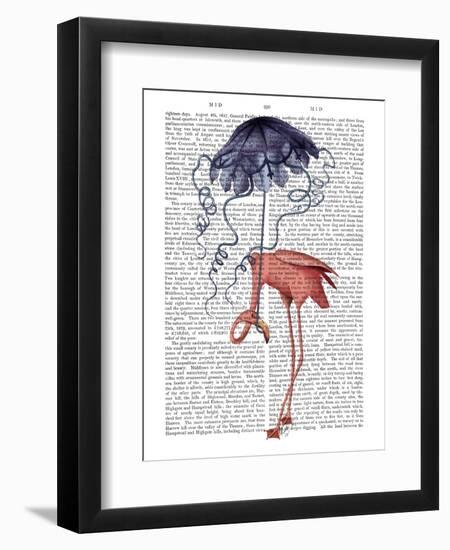 Flamingo and Parasol-Fab Funky-Framed Art Print