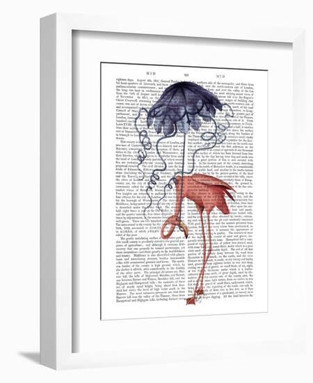 Flamingo and Parasol-Fab Funky-Framed Art Print