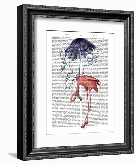 Flamingo and Parasol-Fab Funky-Framed Art Print