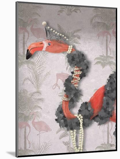 Flamingo and Pearls, Portrait-Fab Funky-Mounted Art Print