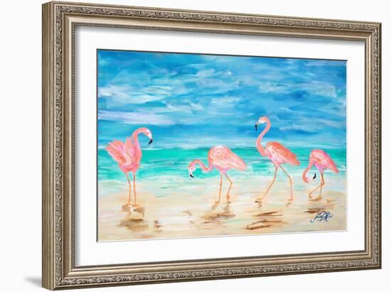 Flamingo Beach-Julie DeRice-Framed Art Print