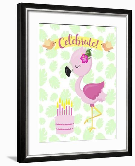 Flamingo Celebrate-Tina Lavoie-Framed Giclee Print