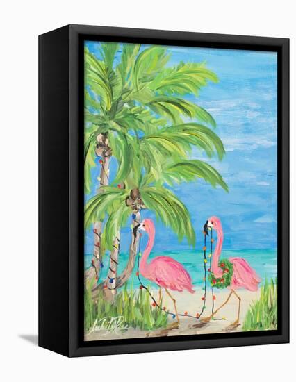 Flamingo Christmas II-Julie DeRice-Framed Stretched Canvas