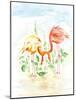 Flamingo Couple - Watercolor Illustration-venimo-Mounted Art Print