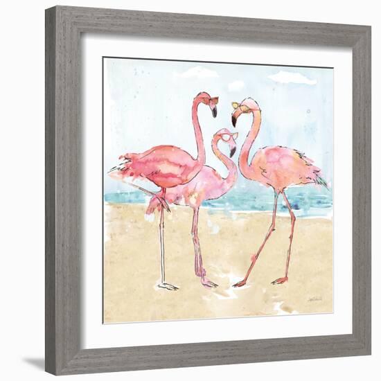 Flamingo Fever Beach-Anne Tavoletti-Framed Art Print