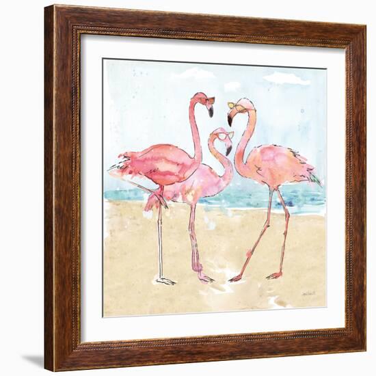 Flamingo Fever Beach-Anne Tavoletti-Framed Art Print