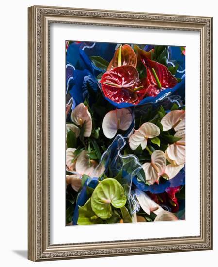 Flamingo Flower, Seafront Market, St-Paul, Reunion Island, France-Walter Bibikow-Framed Photographic Print