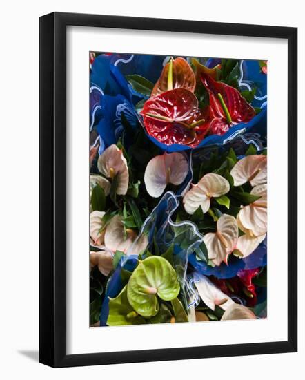Flamingo Flower, Seafront Market, St-Paul, Reunion Island, France-Walter Bibikow-Framed Photographic Print