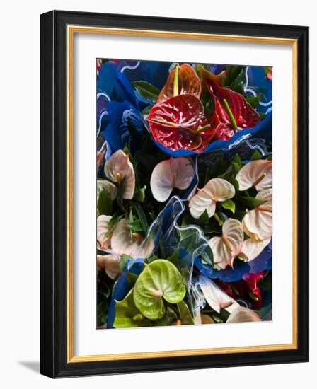 Flamingo Flower, Seafront Market, St-Paul, Reunion Island, France-Walter Bibikow-Framed Photographic Print