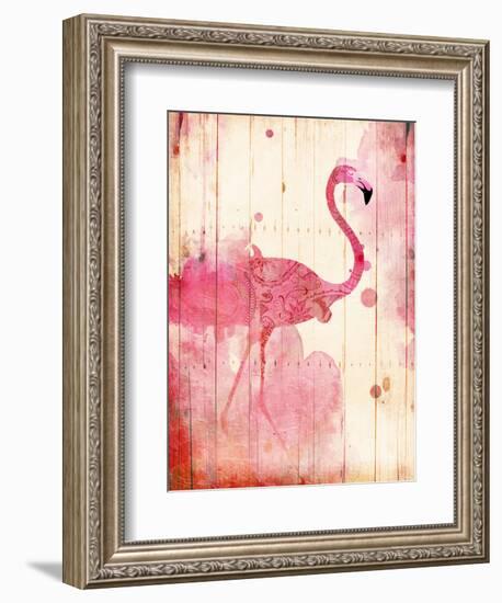 Flamingo Henna-Jace Grey-Framed Art Print