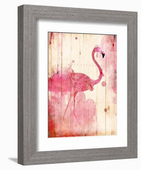 Flamingo Henna-Jace Grey-Framed Art Print