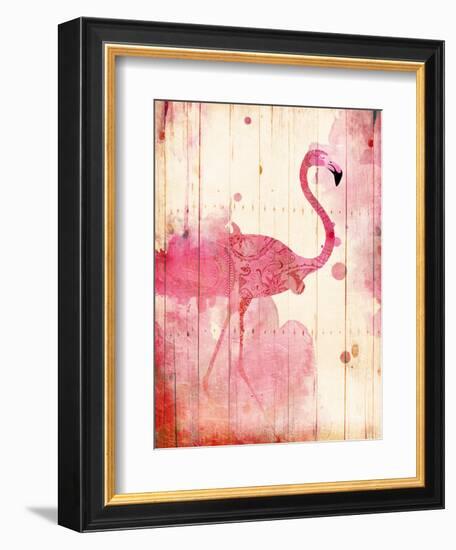 Flamingo Henna-Jace Grey-Framed Art Print