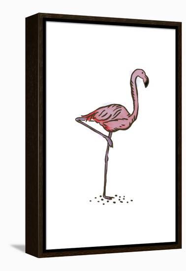 Flamingo - Icon-Lantern Press-Framed Stretched Canvas