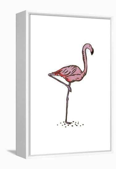 Flamingo - Icon-Lantern Press-Framed Stretched Canvas