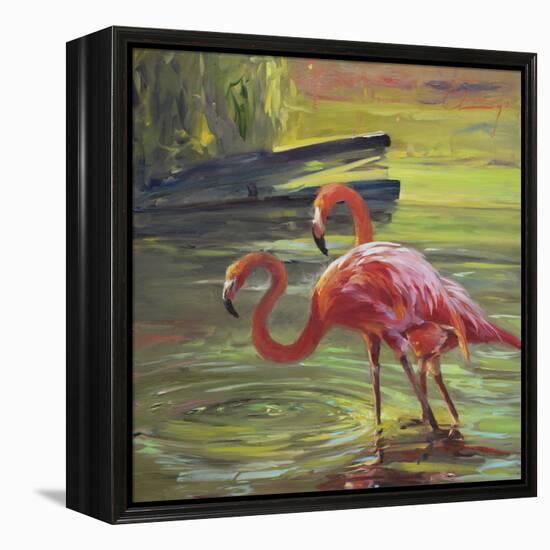 Flamingo III-Chuck Larivey-Framed Stretched Canvas