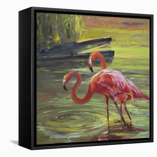 Flamingo III-Chuck Larivey-Framed Stretched Canvas